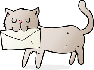 cartoon cat carrying letter