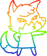 rainbow gradient line drawing clever cartoon fox