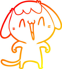 warm gradient line drawing cute cartoon dog