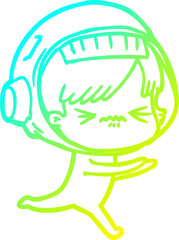 cold gradient line drawing angry cartoon space girl