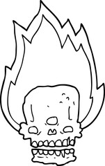 spooky cartoon flaming skull