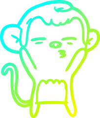 cold gradient line drawing cartoon suspicious monkey