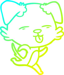 cold gradient line drawing cartoon dog sticking out tongue