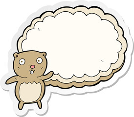sticker of a cartoon bear with text space cloud