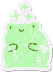 cute amazed frog grunge sticker