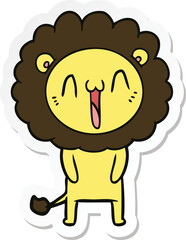 sticker of a happy cartoon lion