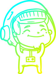 cold gradient line drawing happy cartoon astronaut