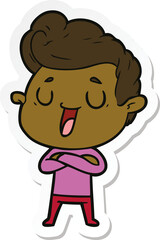 sticker of a happy cartoon man