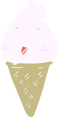 cute flat color style cartoon ice cream