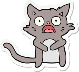 sticker of a cartoon horrified cat