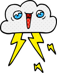 cartoon doodle of thunder cloud
