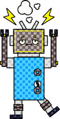 comic book style cartoon malfunctioning robot