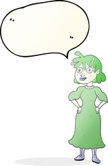 speech bubble cartoon alien woman