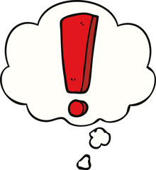 cartoon exclamation mark and thought bubble