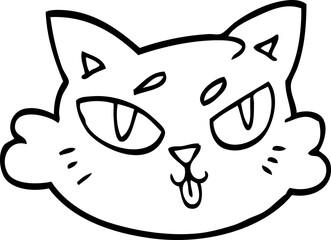 line drawing cartoon of a cats face