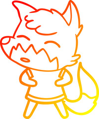 warm gradient line drawing cartoon fox