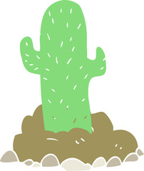 flat color illustration of a cartoon cactus
