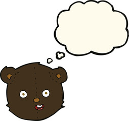 cartoon black teddy bear head with thought bubble