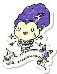 grunge sticker of tattoo style undead zombie bride character