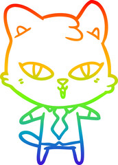 rainbow gradient line drawing cartoon cat