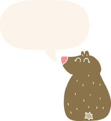 cute cartoon bear and speech bubble in retro style