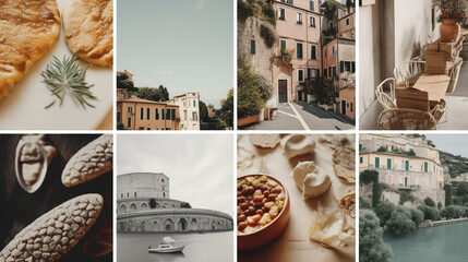 travel and food mood board  Generated AI
