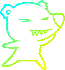 Obraz premium cold gradient line drawing angry polar bear cartoon