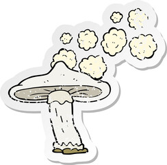 retro distressed sticker of a cartoon mushroom