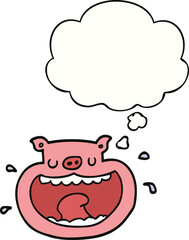 cartoon obnoxious pig and thought bubble