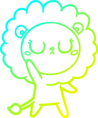 cold gradient line drawing cartoon lion
