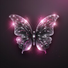neon_realistic_futuristic_sparkly_pink_butterfly