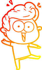 Obraz premium warm gradient line drawing cartoon excited man