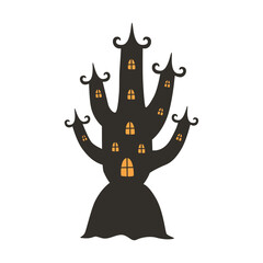 Halloween haunted house vector cartoon illustration isolated