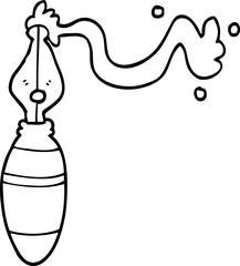 line drawing cartoon fountain pen