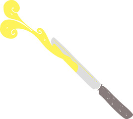 flat color illustration of a cartoon butter knife