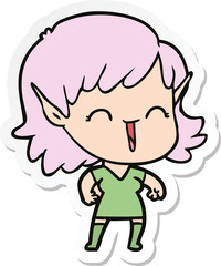 sticker of a cartoon elf girl