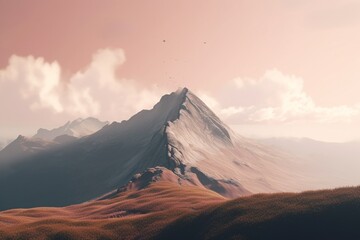 A minimalist landscape with a scenic hilltop or mountaintop, Generative AI