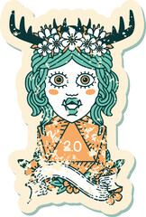 orc druid character with natural twenty dice roll illustration