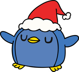 christmas cartoon of kawaii penguin