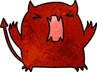 textured cartoon of a cute kawaii devil