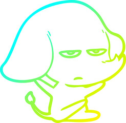 cold gradient line drawing annoyed cartoon elephant