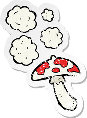 retro distressed sticker of a cartoon toadstool