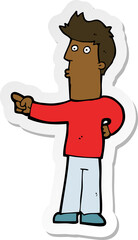 sticker of a cartoon man pointing