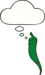 cartoon chili pepper and thought bubble