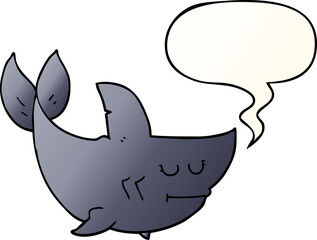 cartoon shark and speech bubble in smooth gradient style