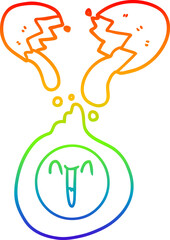 rainbow gradient line drawing cartoon cracked egg