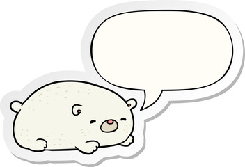 cute cartoon polar bear and speech bubble sticker