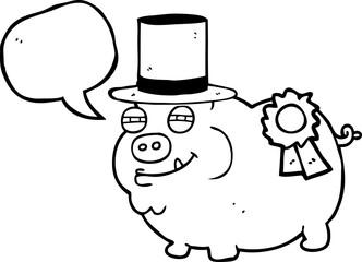 speech bubble cartoon prize winning pig
