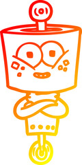 warm gradient line drawing happy cartoon robot