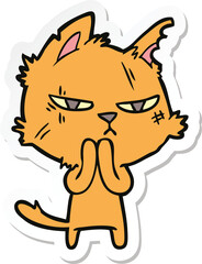 sticker of a tough cartoon cat